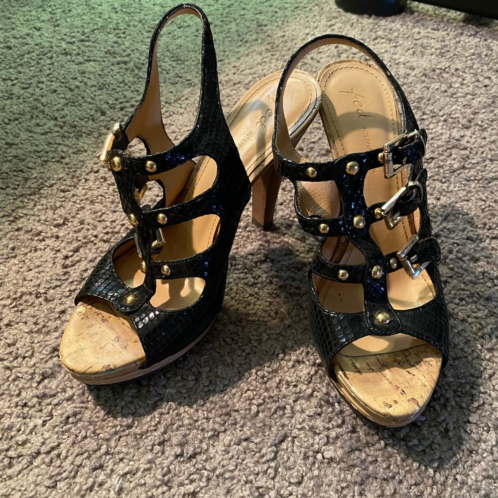 Fed International Woman’s Faux Snake Leather Platform Sandals